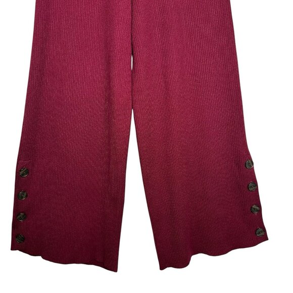 Anthropologie Maroon Small Ribbed Harem Pants Boho Lounge Wide Leg Cropped Ankle - Picture 5 of 11